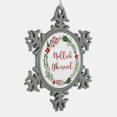 Manx Merry Kerstmis Wreath, Nollick Ghennal Tin Sneeuwvlok Ornament (Links)