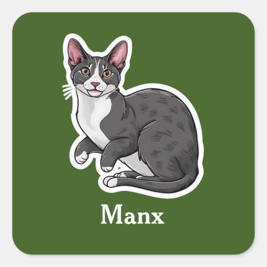 Manx Vierkante Sticker (Voorkant)