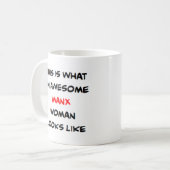 Manx-vrouw, geweldig koffiemok (Voorkant links)