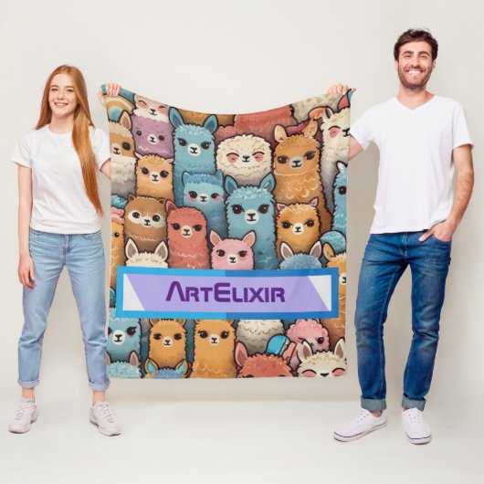 Many Alpaca Llama Fleece Deken (In situ)