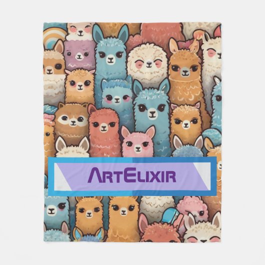 Many Alpaca Llama Fleece Deken (Voorkant)
