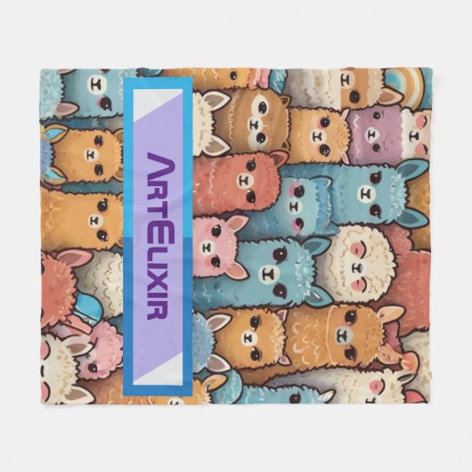 Many Alpaca Llama Fleece Deken (Voorkant (Horizontaal))