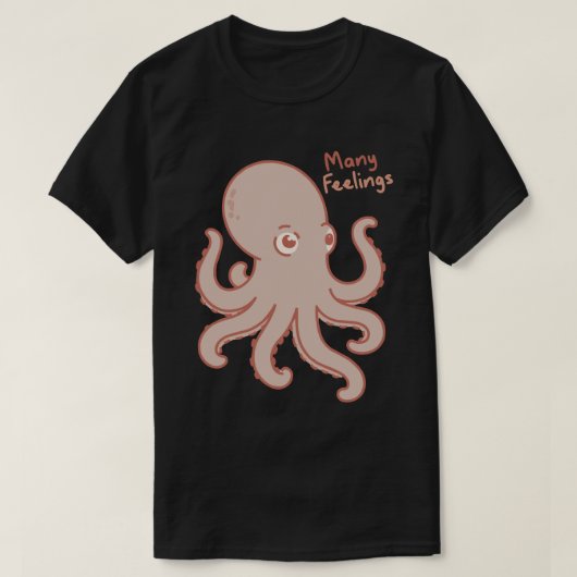 Many Feelings Cute Octopus Illustration T-shirt (Design voorkant)