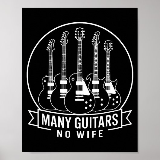 Many Guitars One Wife Funny For Men Women  Poster (Voorkant)