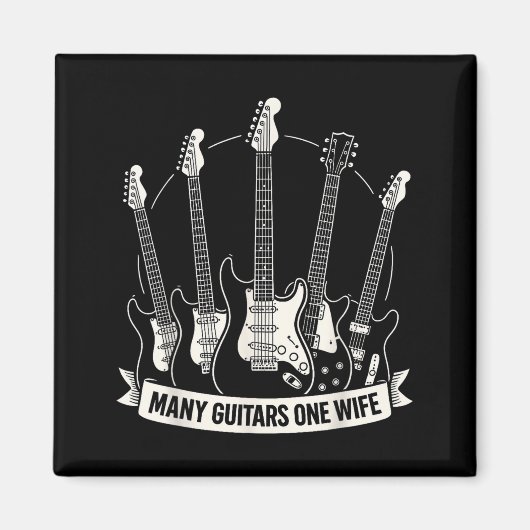 Many Guitars One Wife Funny Musician Guitarist Hum Magneet (Voorkant)