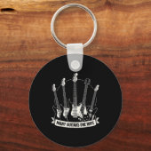 Many Guitars One Wife Funny Musician Guitarist Hum Sleutelhanger (Voorkant)