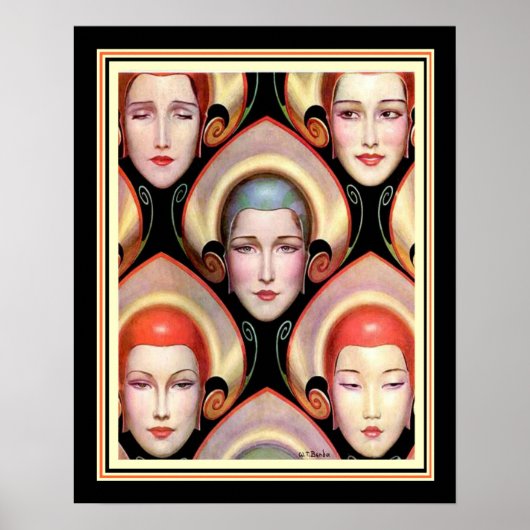 "Many Masks" W.T. Benda Deco Print 16 x 20 (Voorkant)