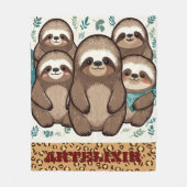 Many Sloth Army Print Fleece Deken (Voorkant)