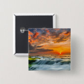 Manyar Beach op zonsopgang Vierkante Button 5,1 Cm (Voorkant /achterkant)