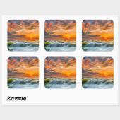 Manyar Beach op zonsopgang Vierkante Sticker (Vel)