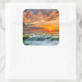 Manyar Beach op zonsopgang Vierkante Sticker (Tas)