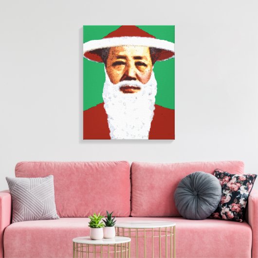 Mao Merry Pop Art Santa Claus Canvas Afdruk (Insitu (Woonkamer))