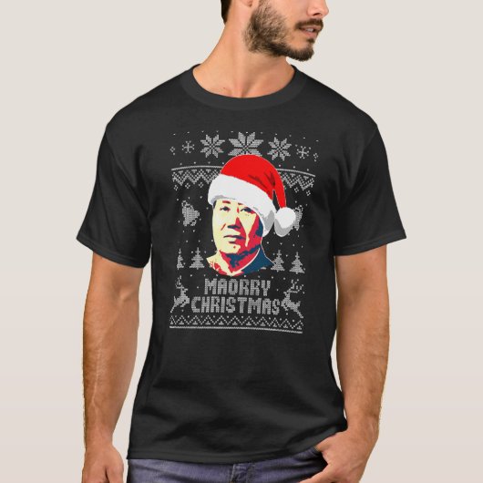Mao Zedong Maorry Kerstkerst T-shirt (Voorkant)
