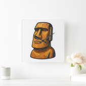 Maoi Stoic Statue Vierkante Klok (Huis)