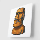 Maoi Stoic Statue Vierkante Klok (Hoek)