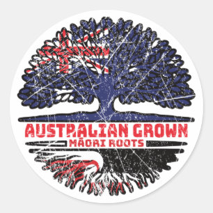 Maori Australian Australia Tree Roots Flag Ronde Sticker