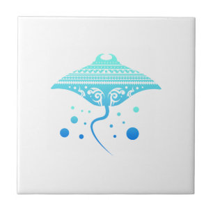 Maori Batoidea Stingray Tribal Tattoo Gift Idee Tegeltje