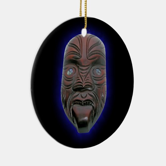 Maori Carved Mask Keramisch Ornament (Rechts)