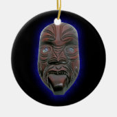 Maori Carved Mask Keramisch Ornament (Voorkant)