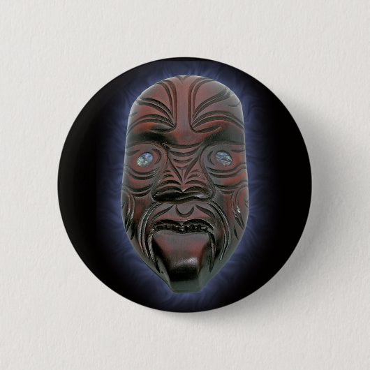 Maori Carved Masker - Button (Voorkant)