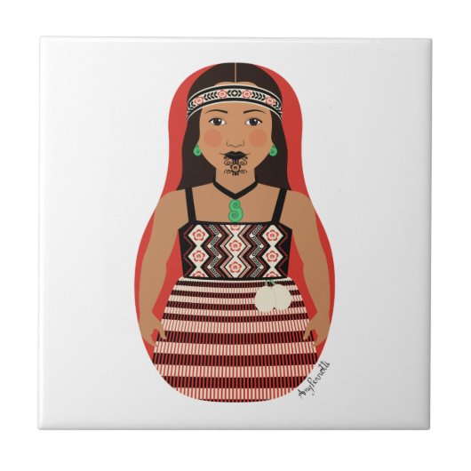 Maori Dancer Matryoshka Tegel Tegeltje (Voorkant)