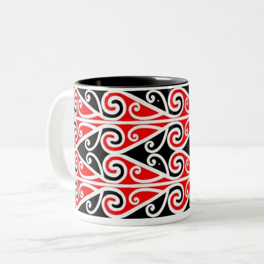 maori design stamkunst voor jou tweekleurige koffiemok (Voorkant links)