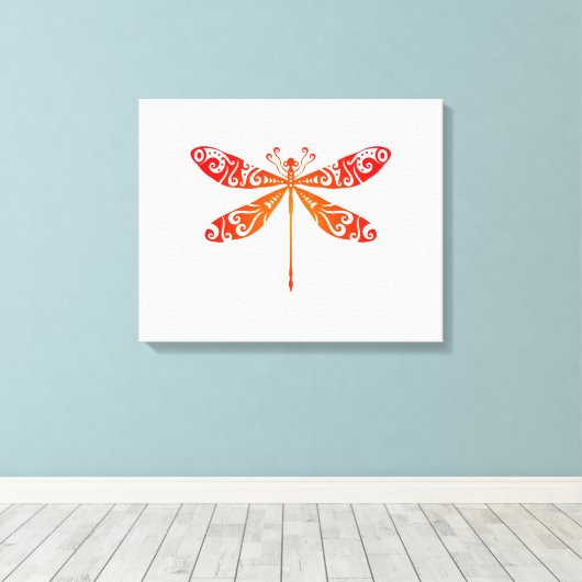 Maori Dragonfly Polynesiaans Tattoo Gift Idea Canvas Afdruk (Insitu (Houten vloer))