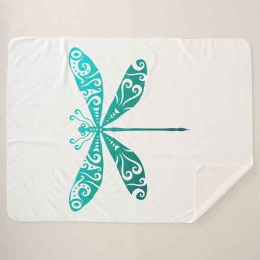 Maori Dragonfly Polynesiaans Tattoo Gift Idea Sherpa Deken (Voorkant (horizontaal))