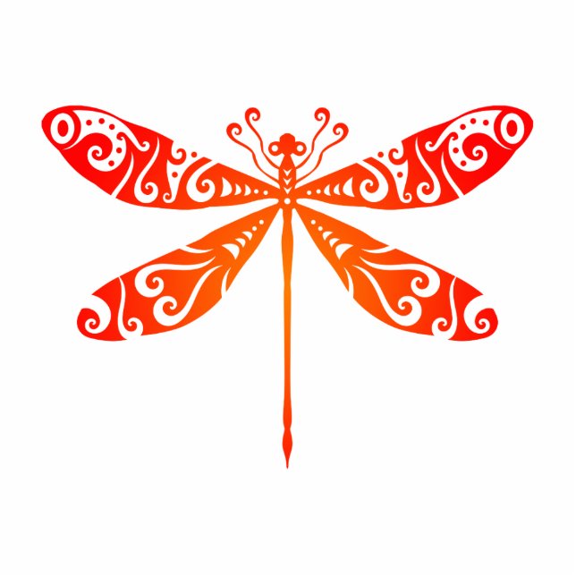 Maori Dragonfly Polynesiaans Tattoo Gift Idea Staand Fotobeeldje (Voorkant)