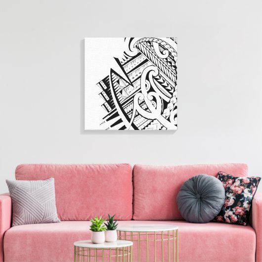 Maori en Samoaanse geïnspireerde kunst Canvas Afdruk (Insitu (Woonkamer))