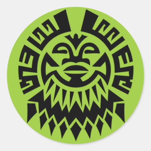 Maori Face Ronde Sticker (Voorkant)
