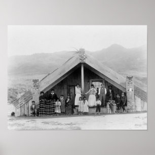 Maori Family at Home FotoNieuw-Zeeland Poster