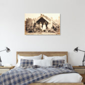 Maori Family, Nieuw-Zeeland, c.1880s (albumen prin Canvas Afdruk (Insitu (Slaapkamer))