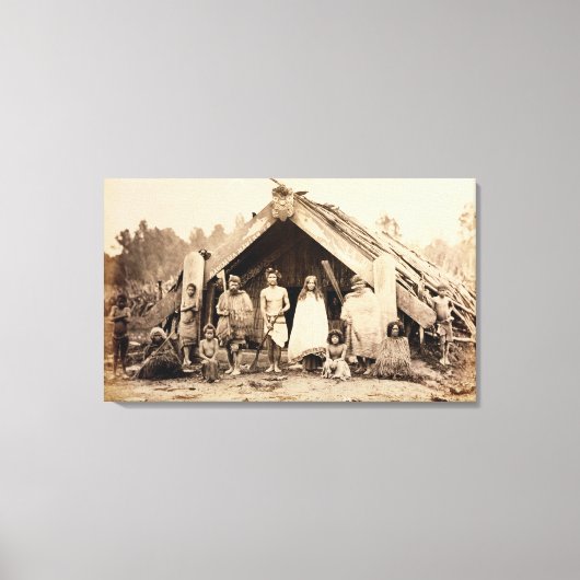 Maori Family, Nieuw-Zeeland, c.1880s (albumen prin Canvas Afdruk (Voorkant)