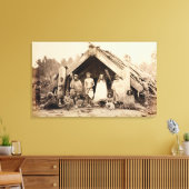 Maori Family, Nieuw-Zeeland, c.1880s (albumen prin Canvas Afdruk (Insitu (Woonkamer))