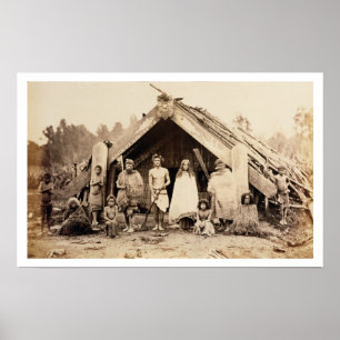 Maori Family, Nieuw-Zeeland, c.1880s (albumen prin Poster