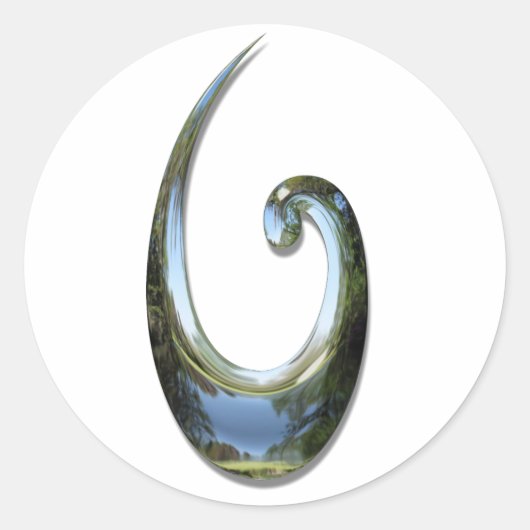 Maori Fish Hook - Chrome Ronde Sticker (Voorkant)