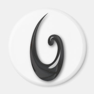 Maori-Fish Hook-obsidian Magneet