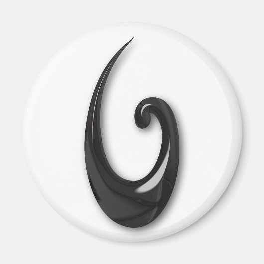 Maori-Fish Hook-obsidian Magneet (Voorkant)
