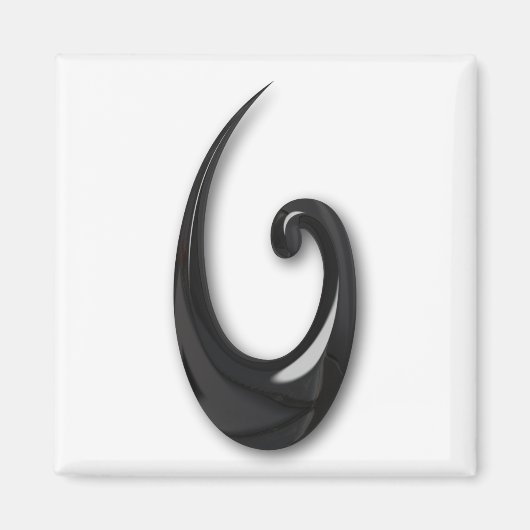 Maori-Fish Hook-obsidian Magneet (Voorkant)