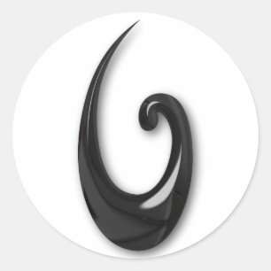 Maori-Fish Hook-obsidian Ronde Sticker