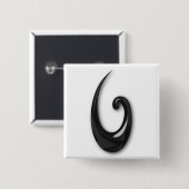 Maori-Fish Hook-obsidian Vierkante Button 5,1 Cm (Voorkant /achterkant)