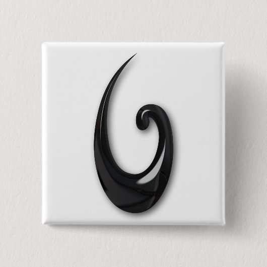 Maori-Fish Hook-obsidian Vierkante Button 5,1 Cm (Voorkant)