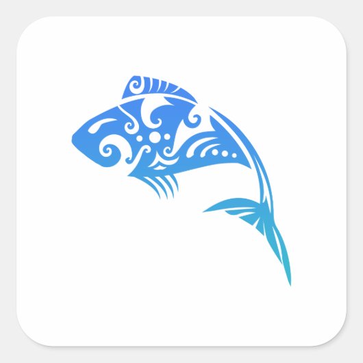 Maori Fish Tribal Tattoo - cadeau idee Vierkante Sticker (Voorkant)