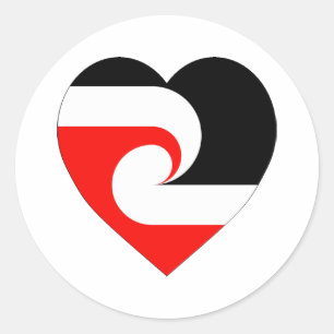 Maori Flag Heart Ronde Sticker