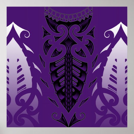 Maori geïnspireerde tattoo kunst poster (Voorkant)