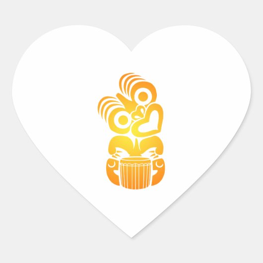 Maori - Hei Tiki Drummer Hart Sticker (Voorkant)