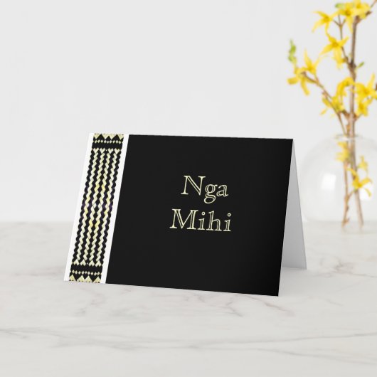 MAORI KAART:  Nga mihi-Wenskaarten Kaart (Gele Bloem)