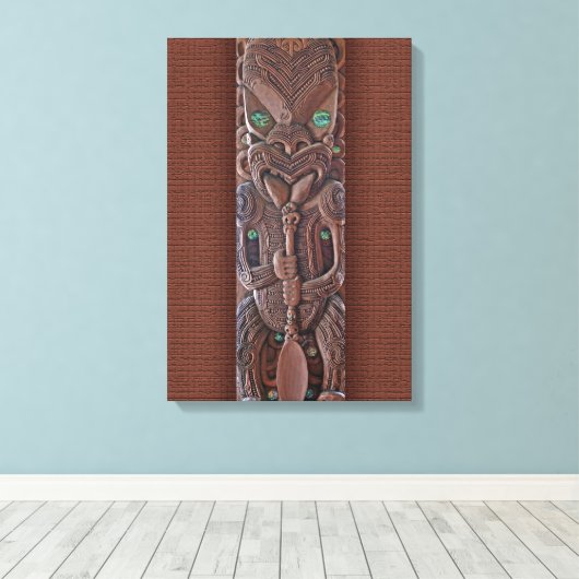 Maori Kahungunu Carving Canvas Afdruk (Insitu (Houten vloer))