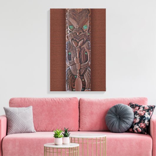 Maori Kahungunu Carving Canvas Afdruk (Insitu (Woonkamer))